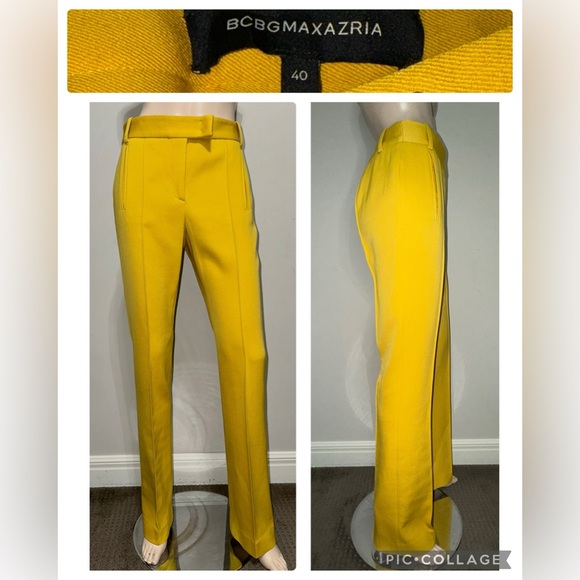 BCBGMAXAZRIA Yellow Leg Pants 40 - Picture 1 of 10